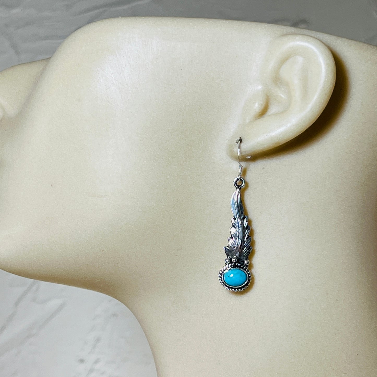 Turquoise earrings sterling silver Rita Largo Navajo handmade ER35