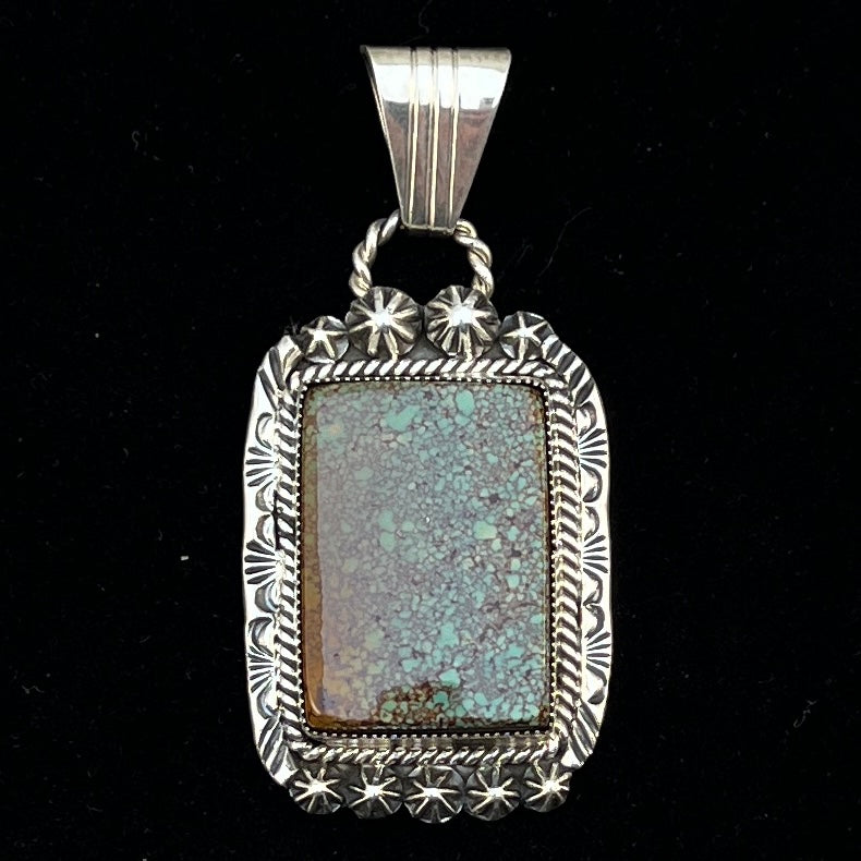 Nevada Spiderweb Turquoise Pendant by Navajo artist Rita Long sterling silver