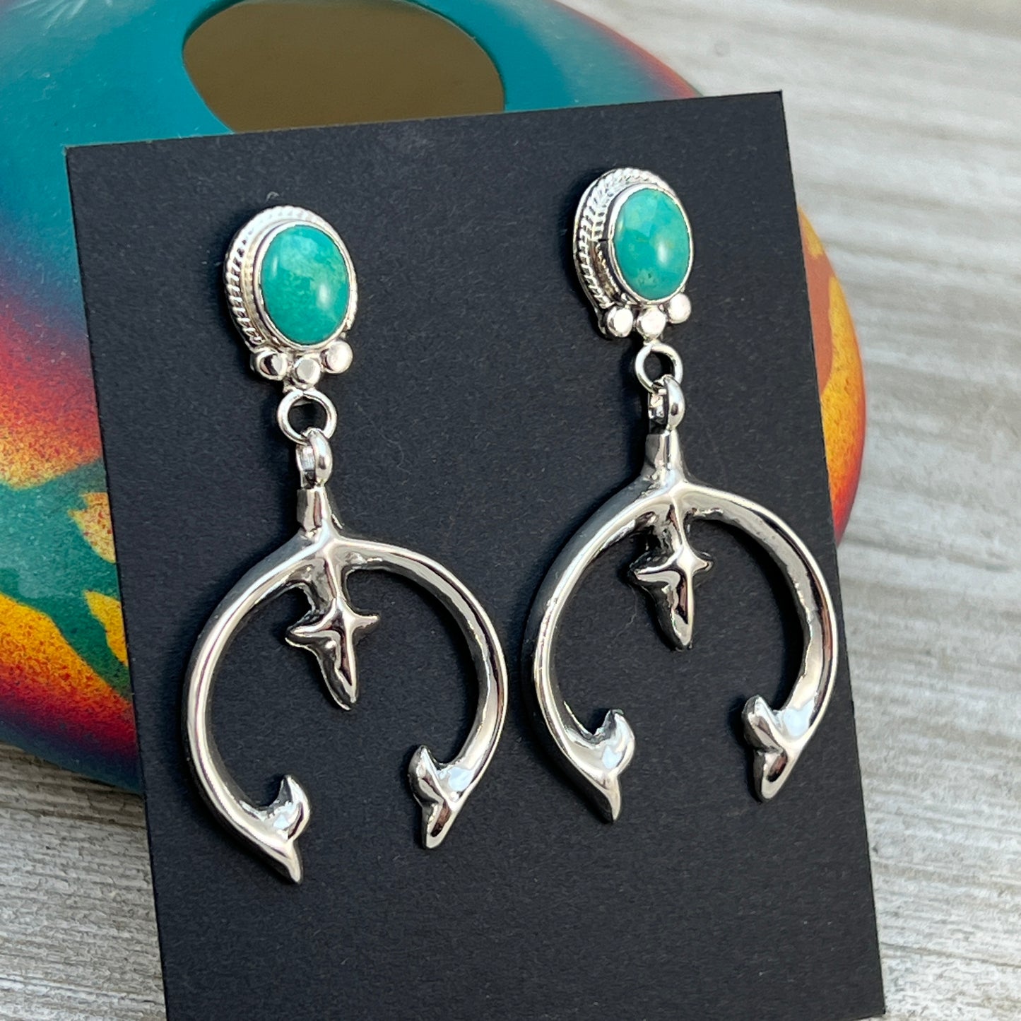 Turquoise naja earrings sterling silver Navajo Sharon McCarthy