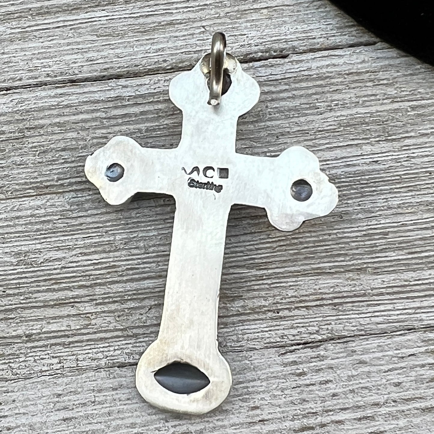 Turquoise Cross Pendant Sterling Silver Navajo handmade Martha Cayatineto