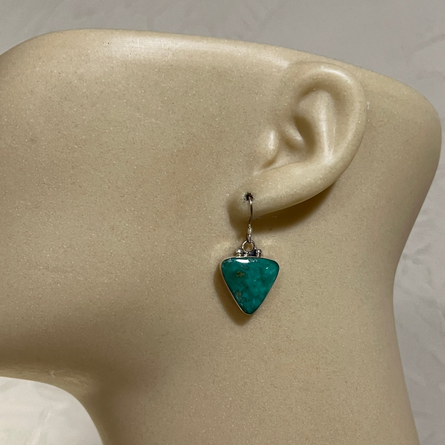 Sterling silver varisite dangle earrings Navajo handmade Arlene Lewis 1