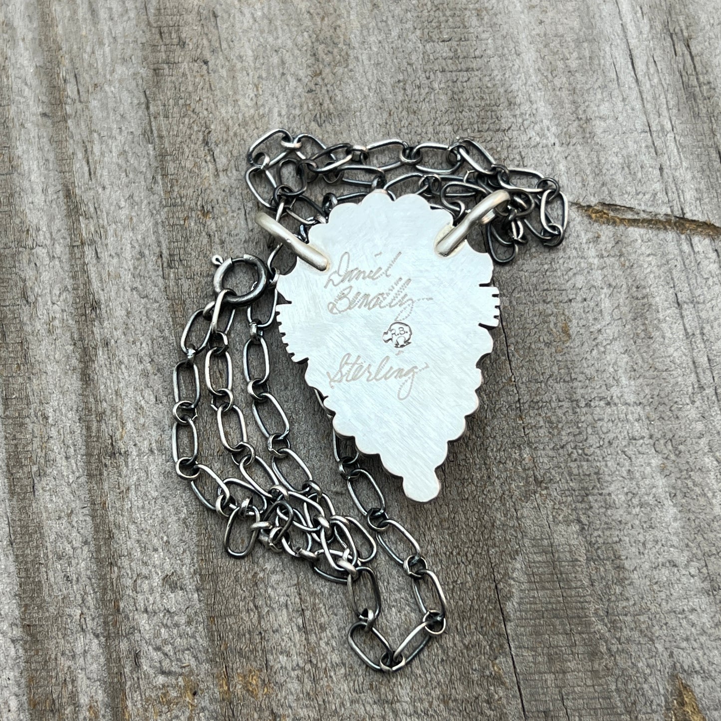 18" Kingman Spiderweb Turquoise Necklace Sterling silver Navajo Daniel Benally 599