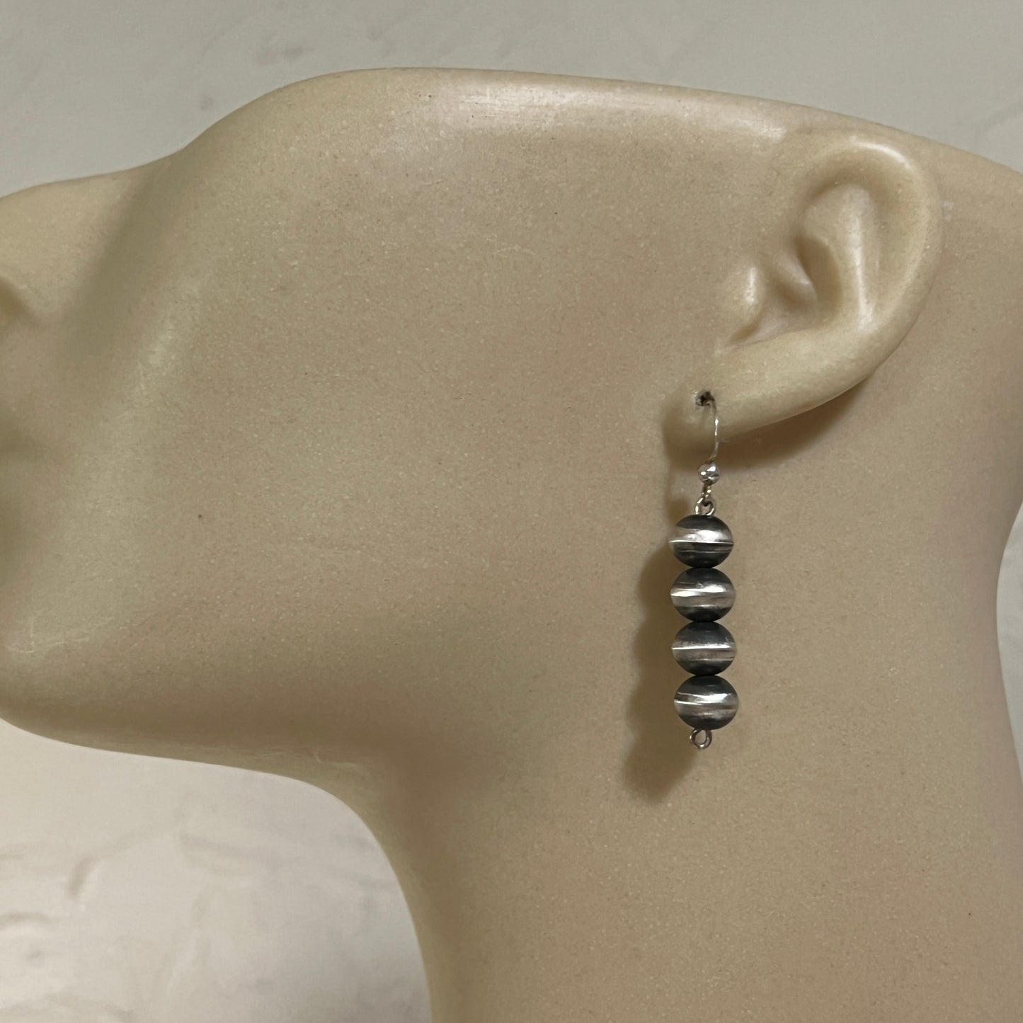 Sterling silver, Navajo pearl earrings, real handmade beads, Preston Haley