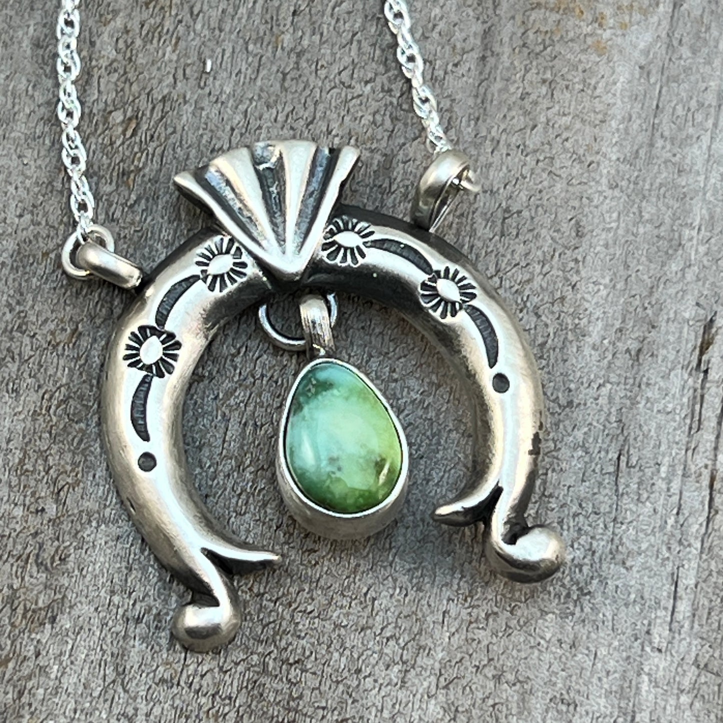 19" Sonoran Turquoise Naja Necklace Sterling silver Navajo Gary Shorty 561
