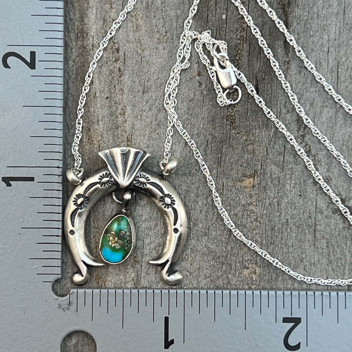 19" Sonoran Turquoise Naja Necklace Sterling silver Navajo Gary Shorty 560