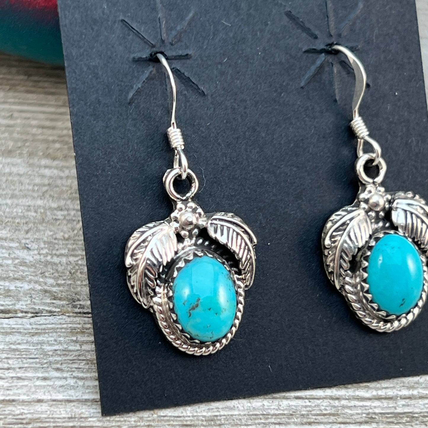 Small Turquoise dangle earrings sterling silver turquoise Sharon McCarthy 416