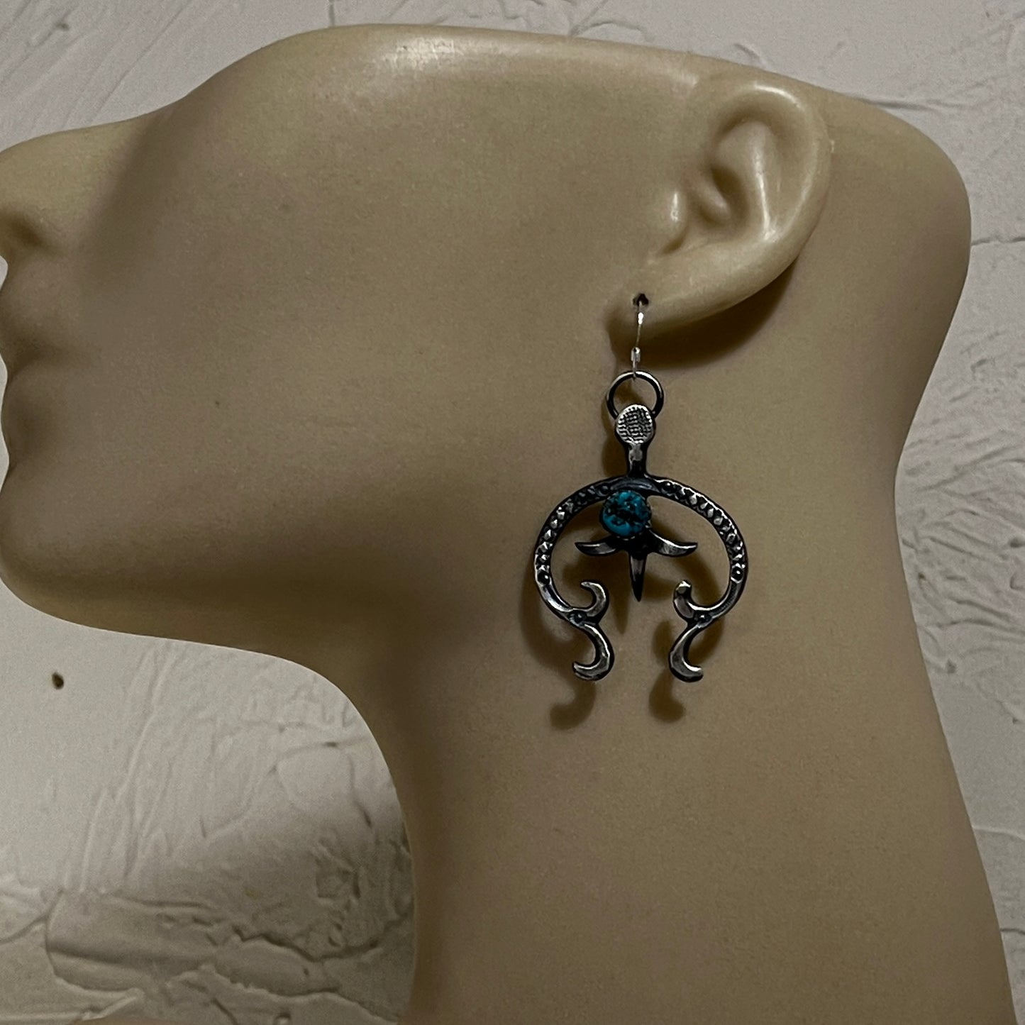 Tufa cast Naja earrings, sterling silver turquoise Navajo Eva & Linberg Billah 4