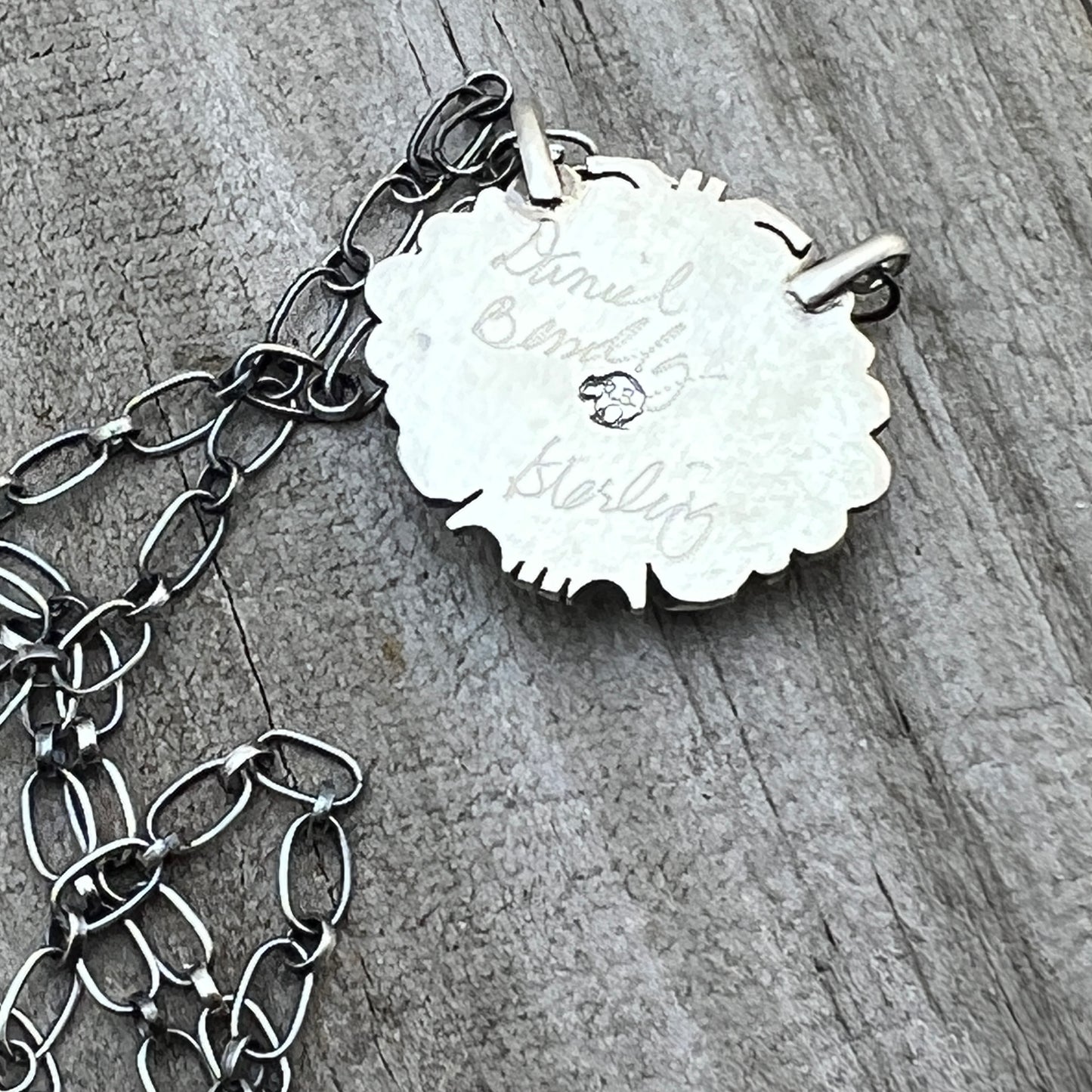 18" Kingman Spiderweb Turquoise Necklace Sterling silver Navajo Daniel Benally 589