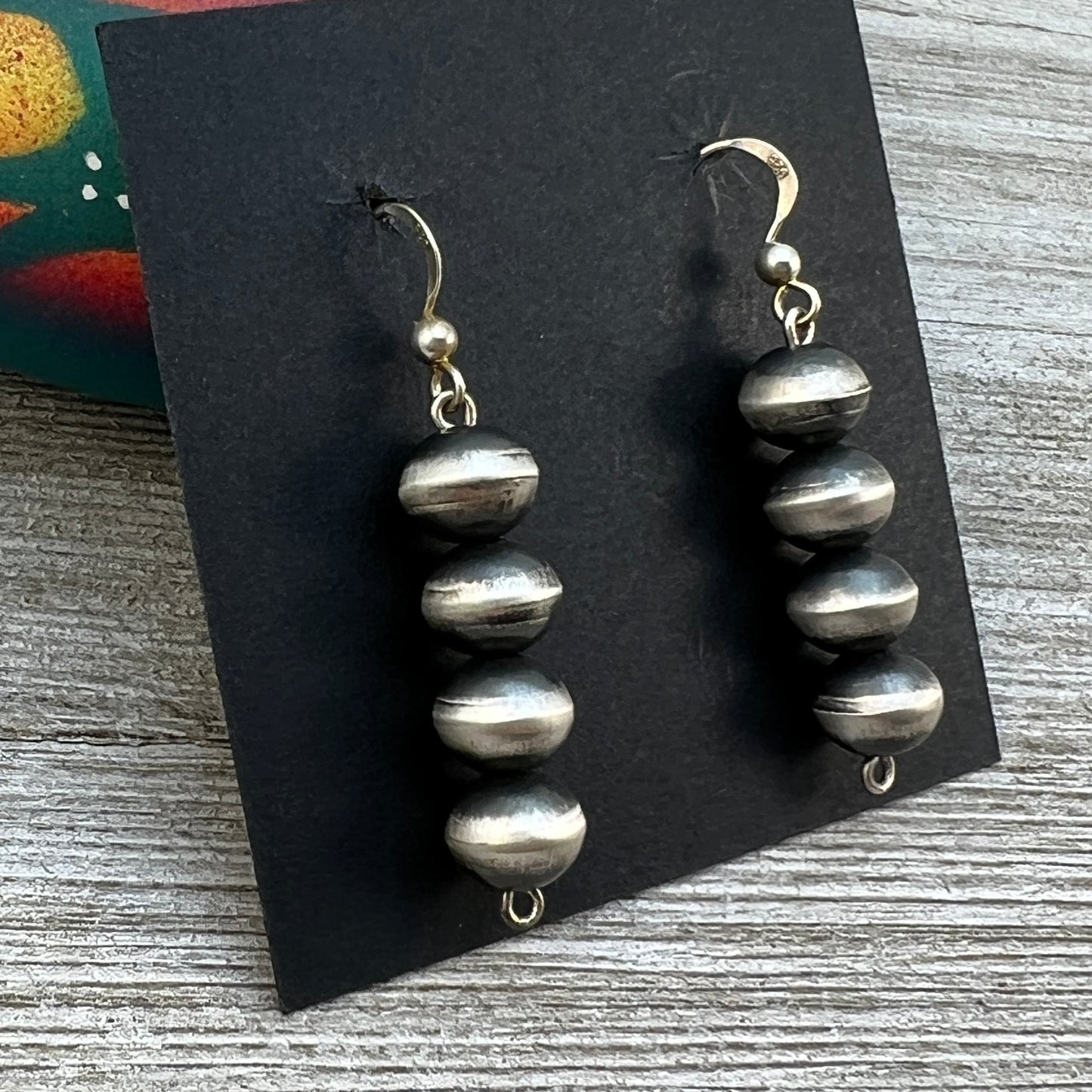 Sterling silver, Navajo pearl earrings, real handmade beads, Preston Haley