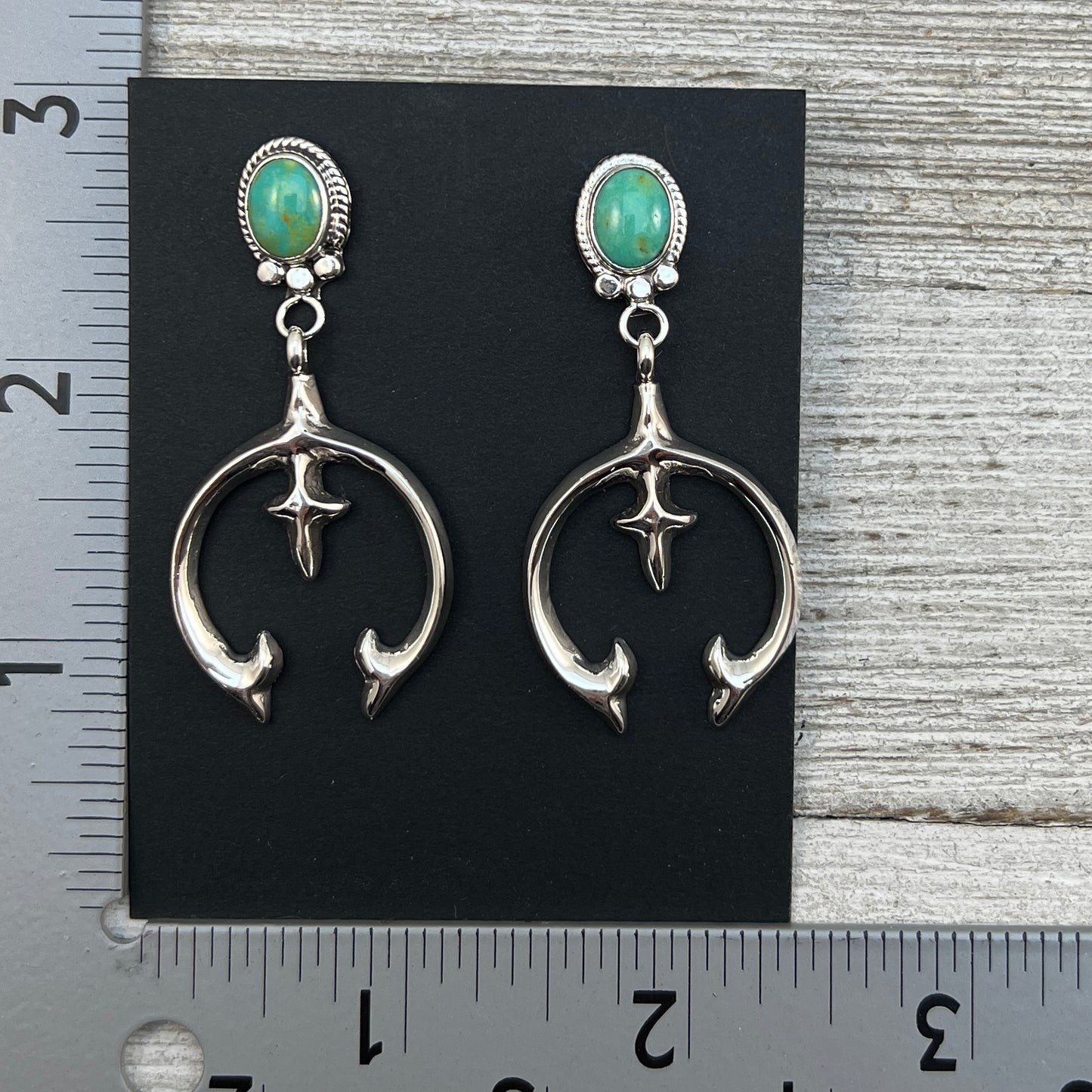 Turquoise naja earrings sterling silver Navajo Sharon McCarthy 1