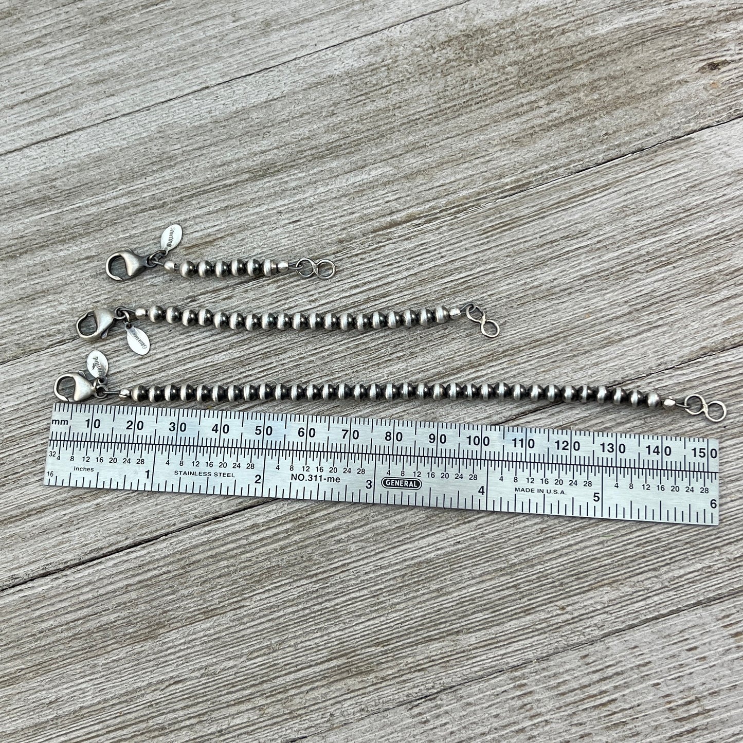 Sterling silver oxidized 4mm Bead extension Chain, Necklacer Extender, Southwest Pearls