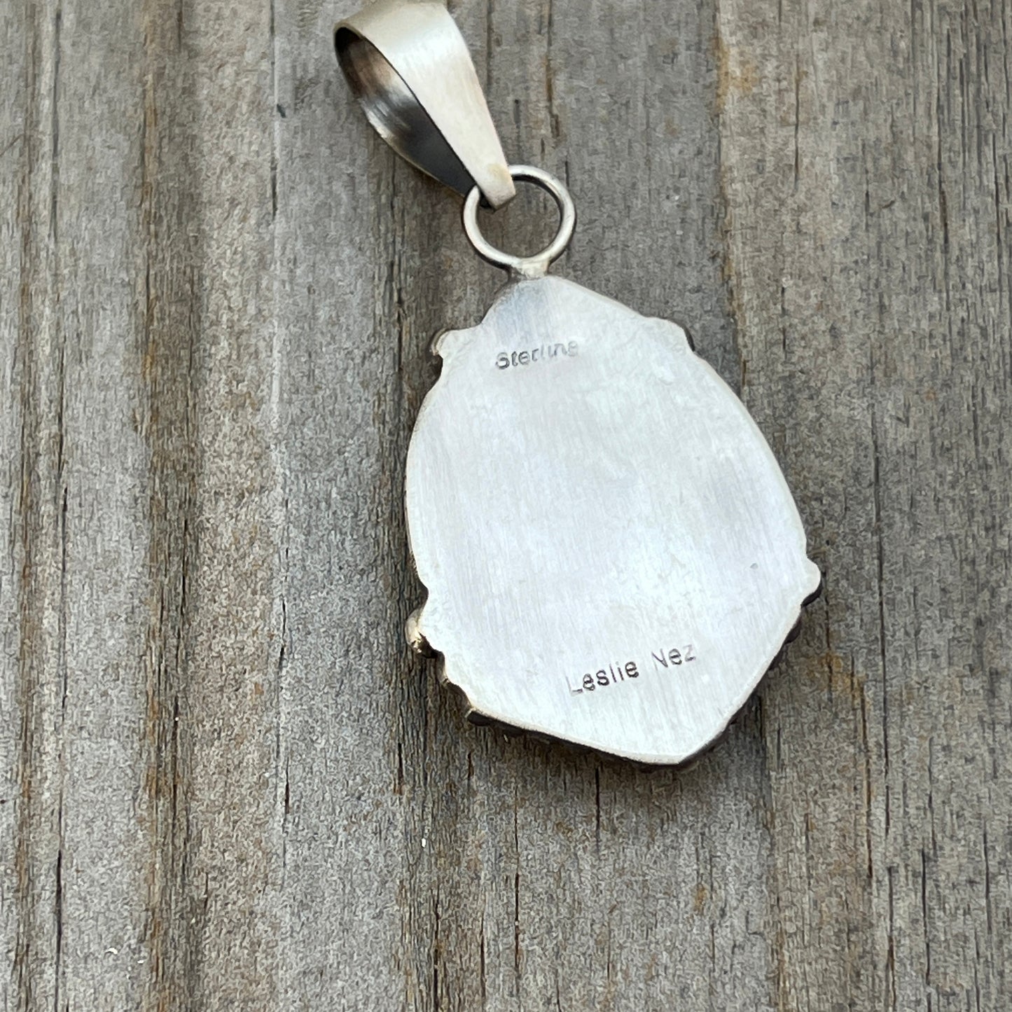 High Grade Kingman Spiderweb Turquoise pendant sterling silver Leslie Nez Navajo 797