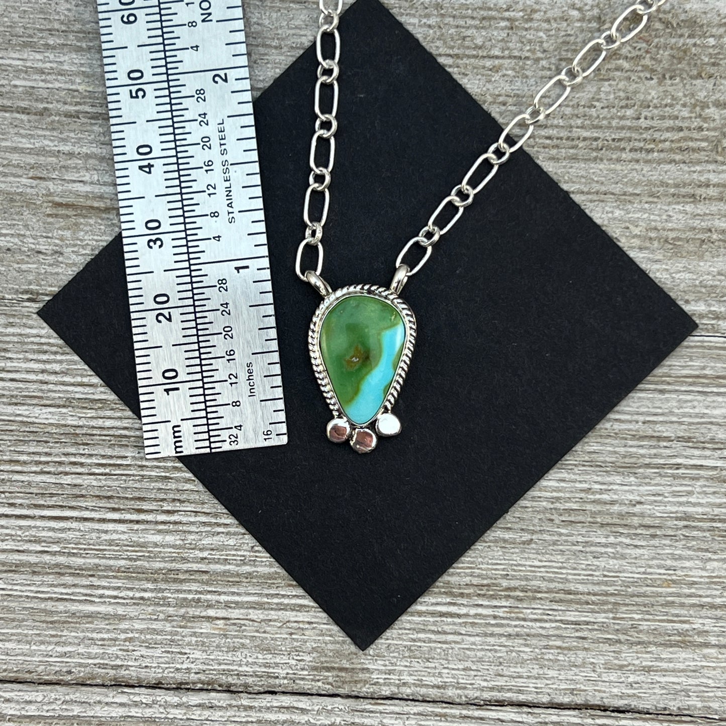 18" Sonoran Gold Turquoise Sterling silver Necklace Navajo handmade Sharon McCarthy 7