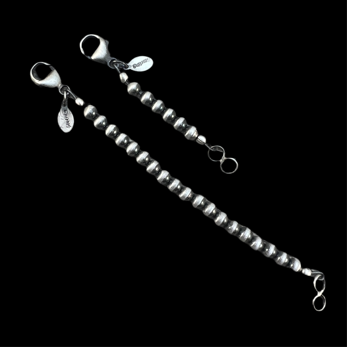 Sterling silver oxidized 4mm Bead extension Chain, Necklacer Extender, Southwest Pearls