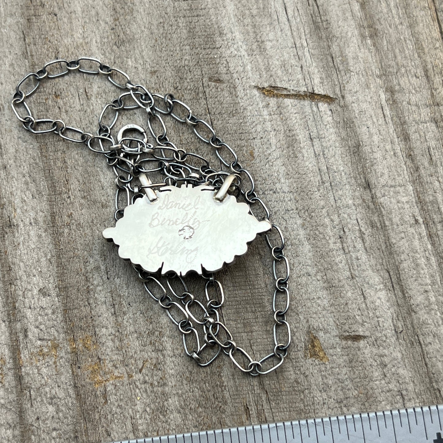 18" Kingman Spiderweb Turquoise Necklace Sterling silver Navajo Daniel Benally 595