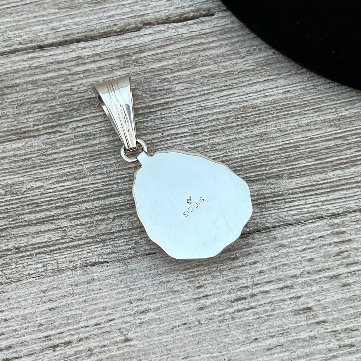 Blue Kingman Turquoise Pendant Navajo handmade Samuel Yellowhair sterling silver