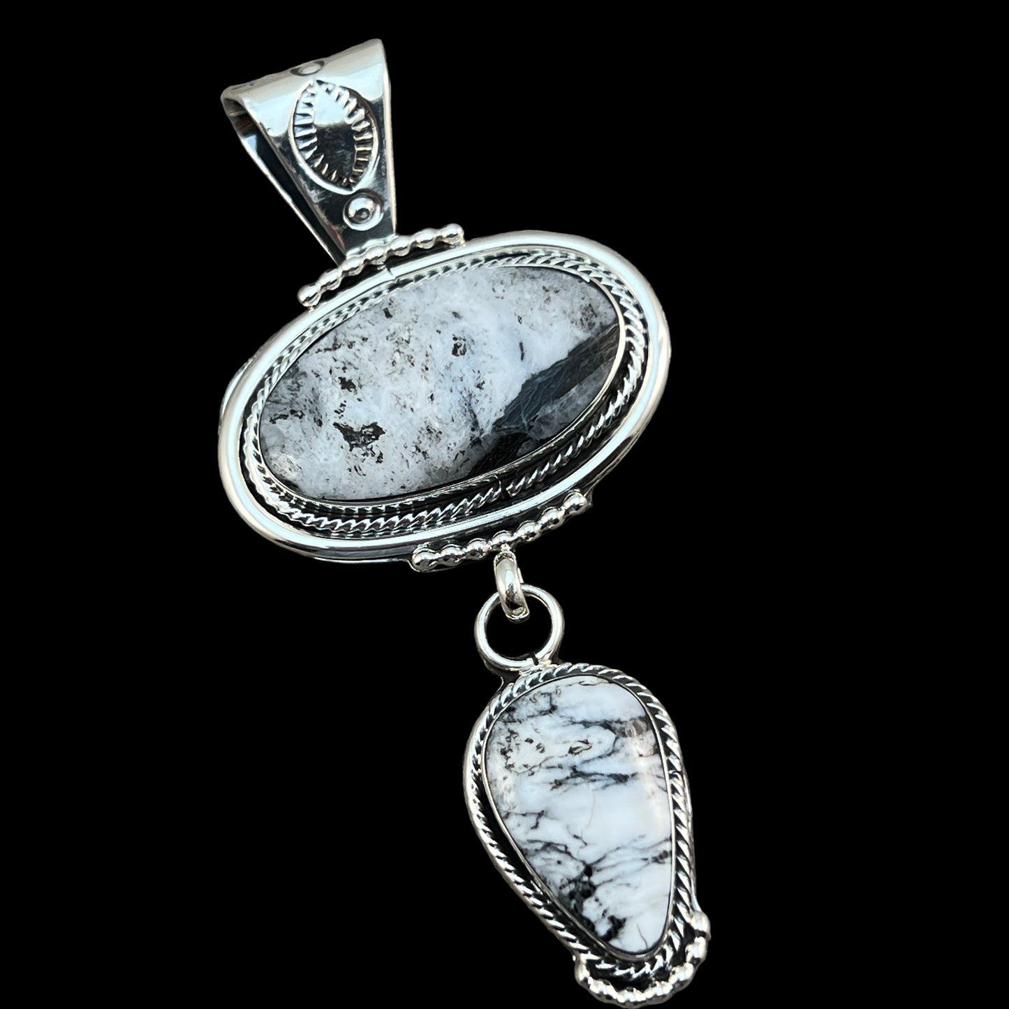 White Buffalo Pendant Sterling silver Navajo Handmade Mike Smith 523