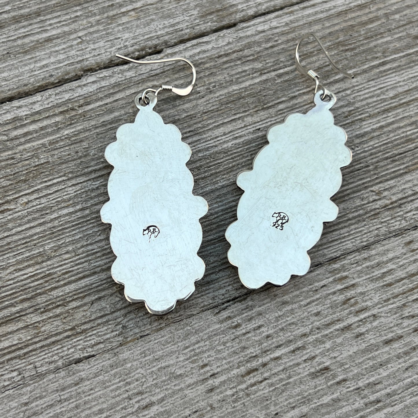 Kingman turquoise dangle earrings sterling silver turquoise Emerson Delgarito 402