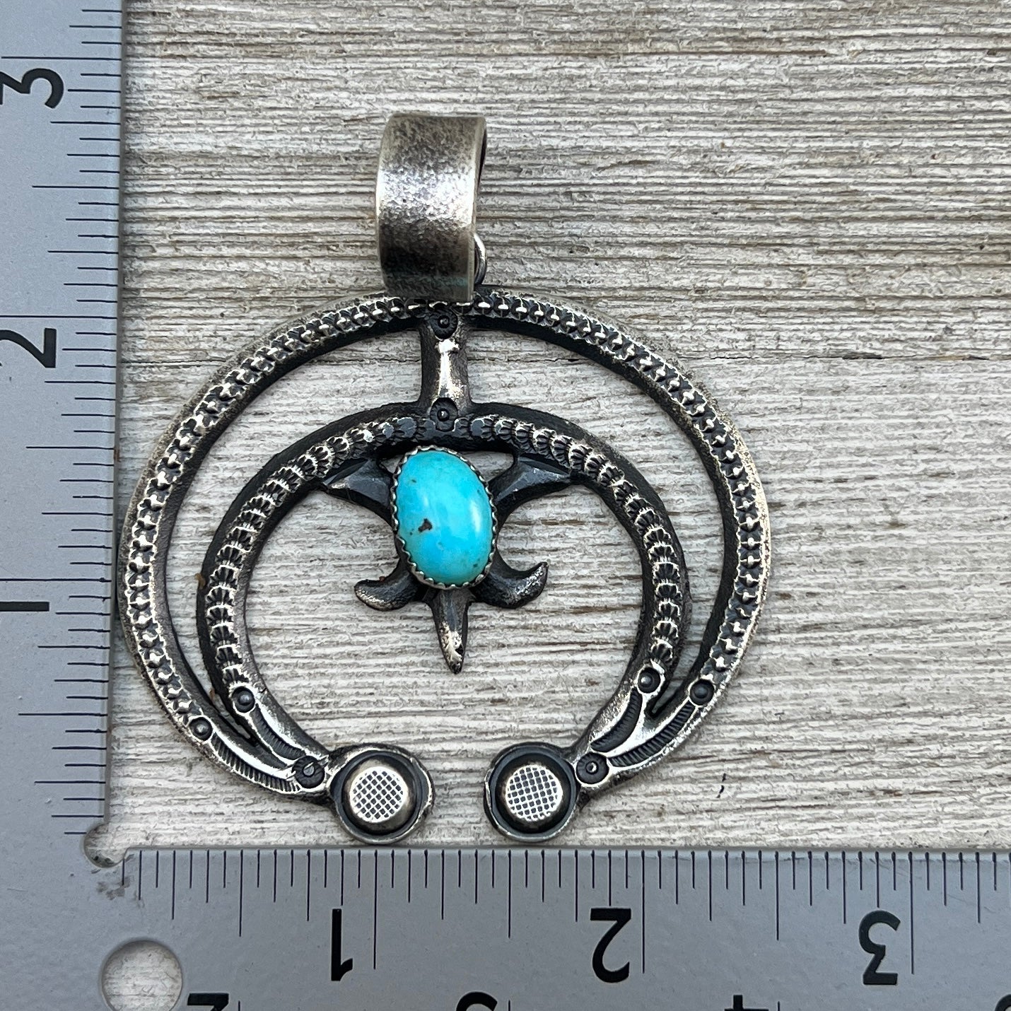 Tufa Cast Naja pendant sterling silver turquoise Navajo Eva and Linberg Billah 2
