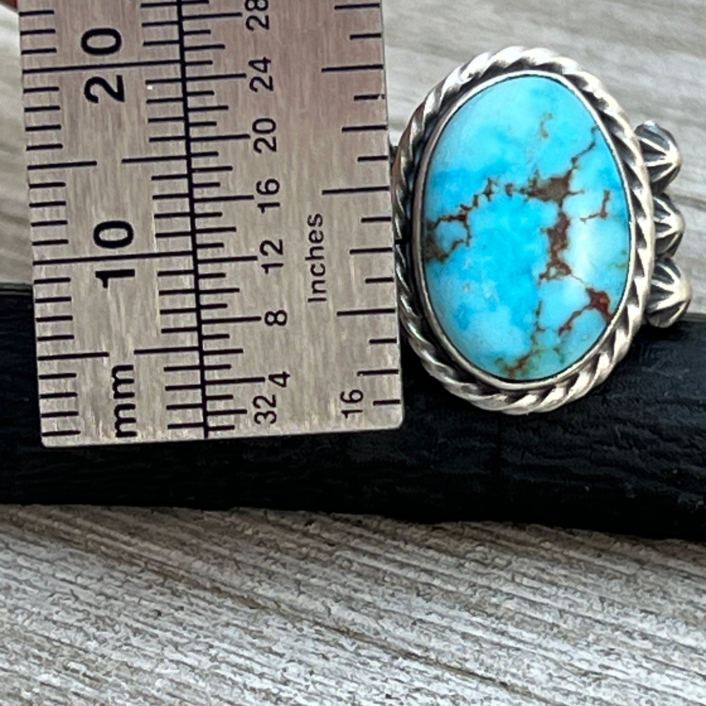 Size 7 Blue Kingman Turquoise Sterling Silver Ring Samuel Yellowhair Navajo