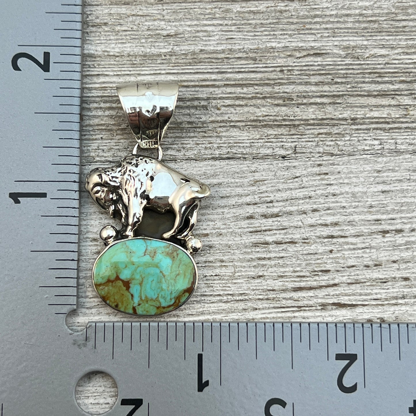Turquoise Buffalo Pendant Navajo Arthur Bruggeman sterling silver men women