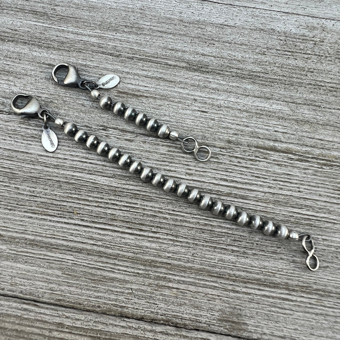 Sterling silver oxidized 4mm Bead extension Chain, Necklacer Extender, Southwest Pearls