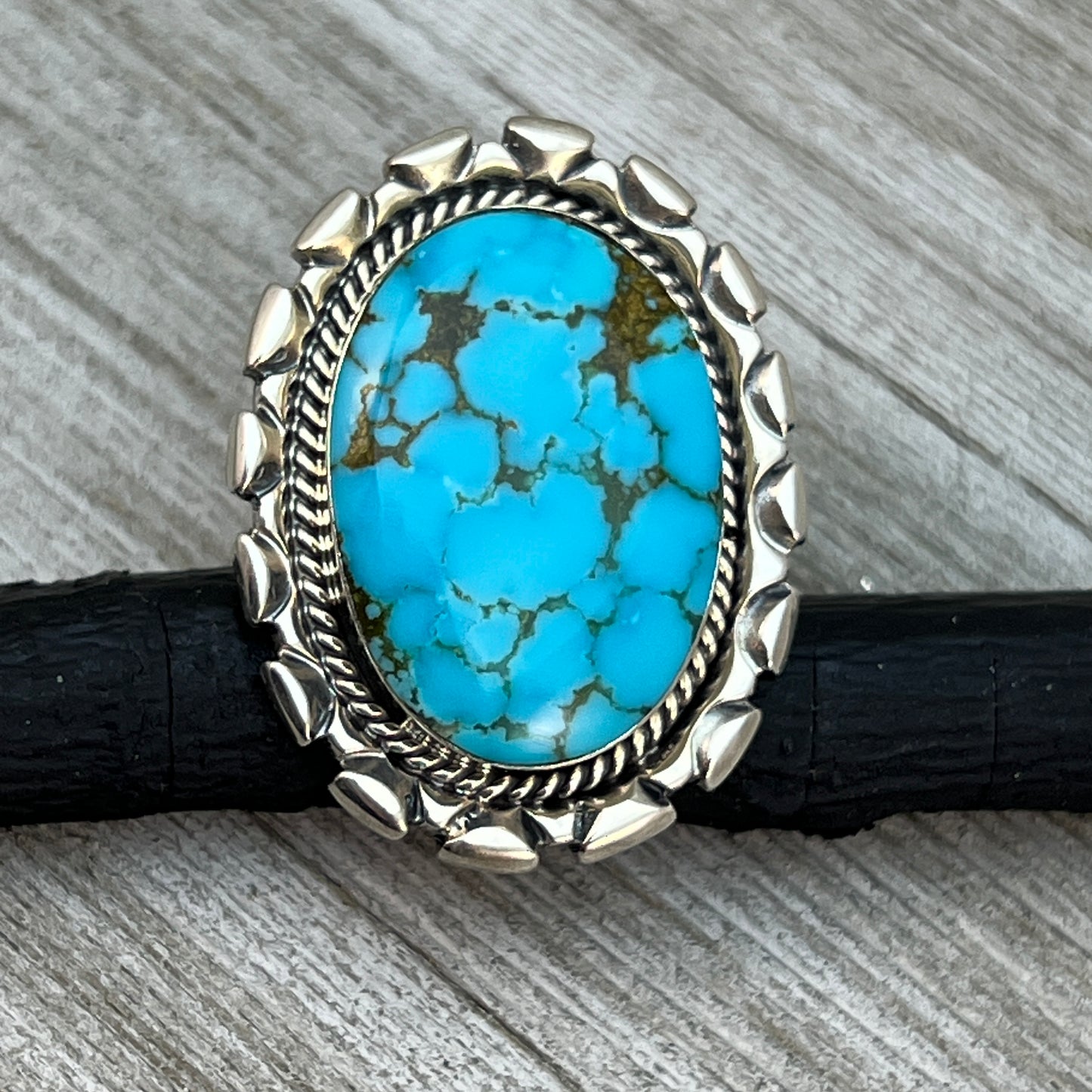 Size 6 Large stone Blue Kingman turquoise statement ring Sterling silver Navajo