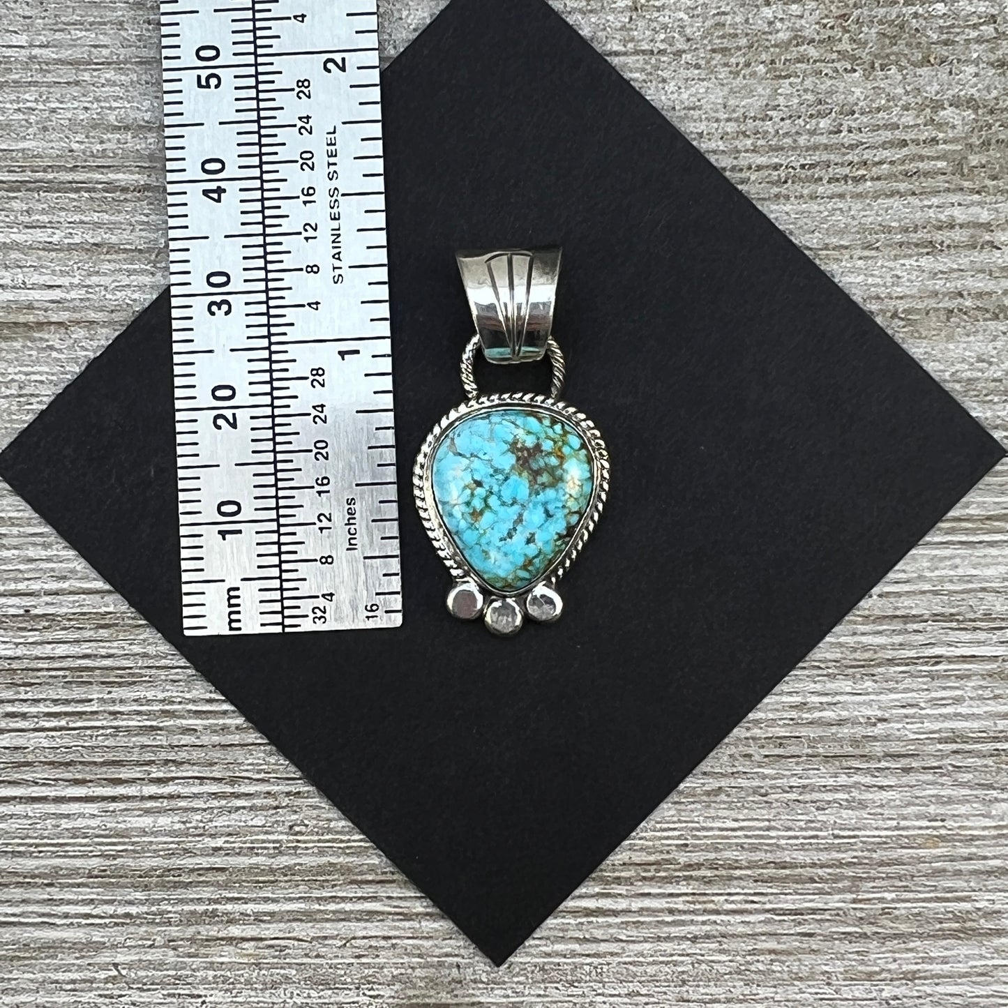Blue Kingman Turquoise pendant Navajo handmade Sharon McCarthy Sterling Silver 19