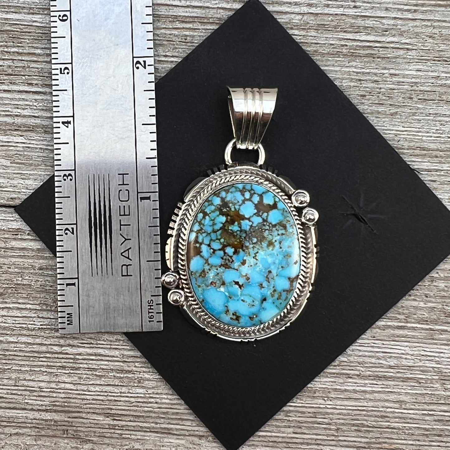 Natural Blue Kingman Turquoise Pendant 1, Sterling Silver Daniel Benally