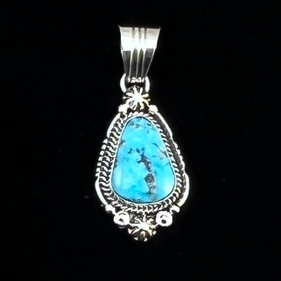 Blue Kingman Turquoise Pendant Navajo handmade Daniel Benally sterling silver