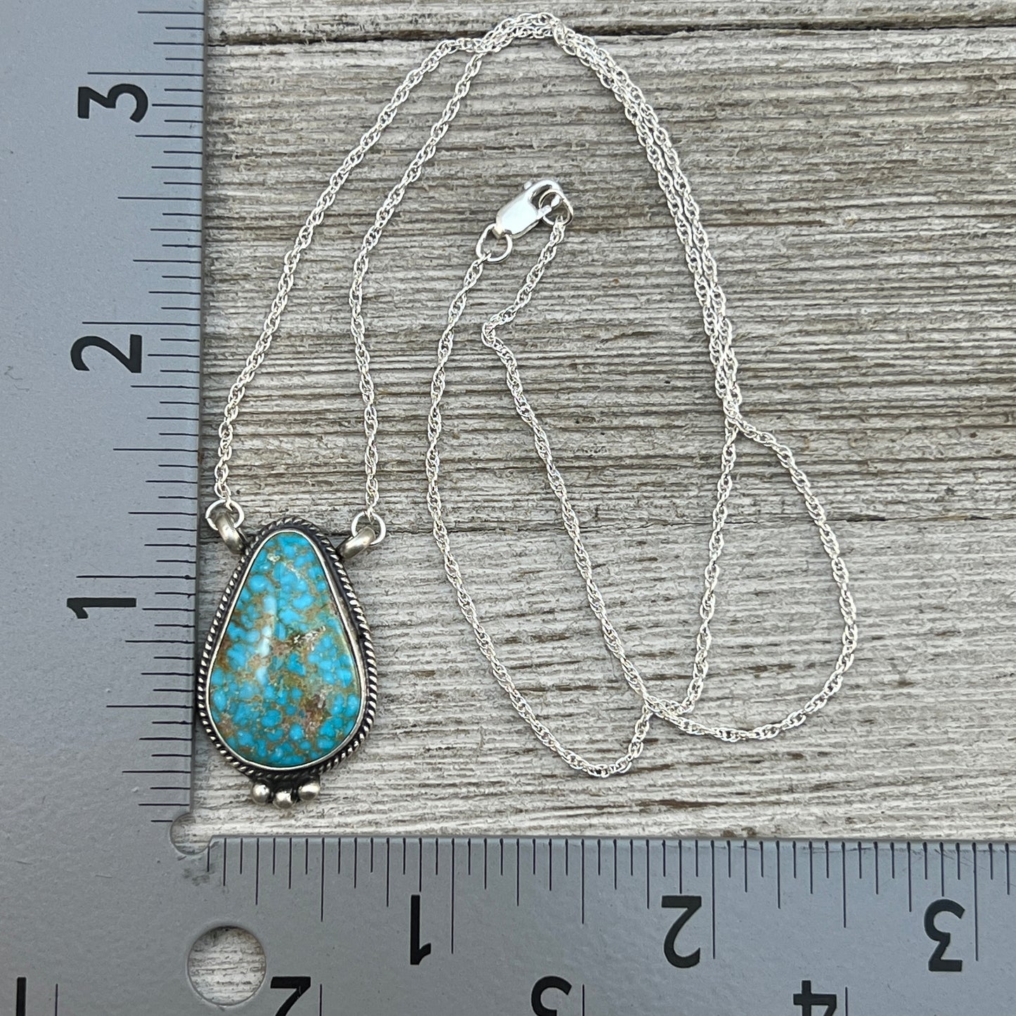 18 1/2" Kingman Turquoise Sterling silver Necklace Navajo handmade Sharon McCarthy