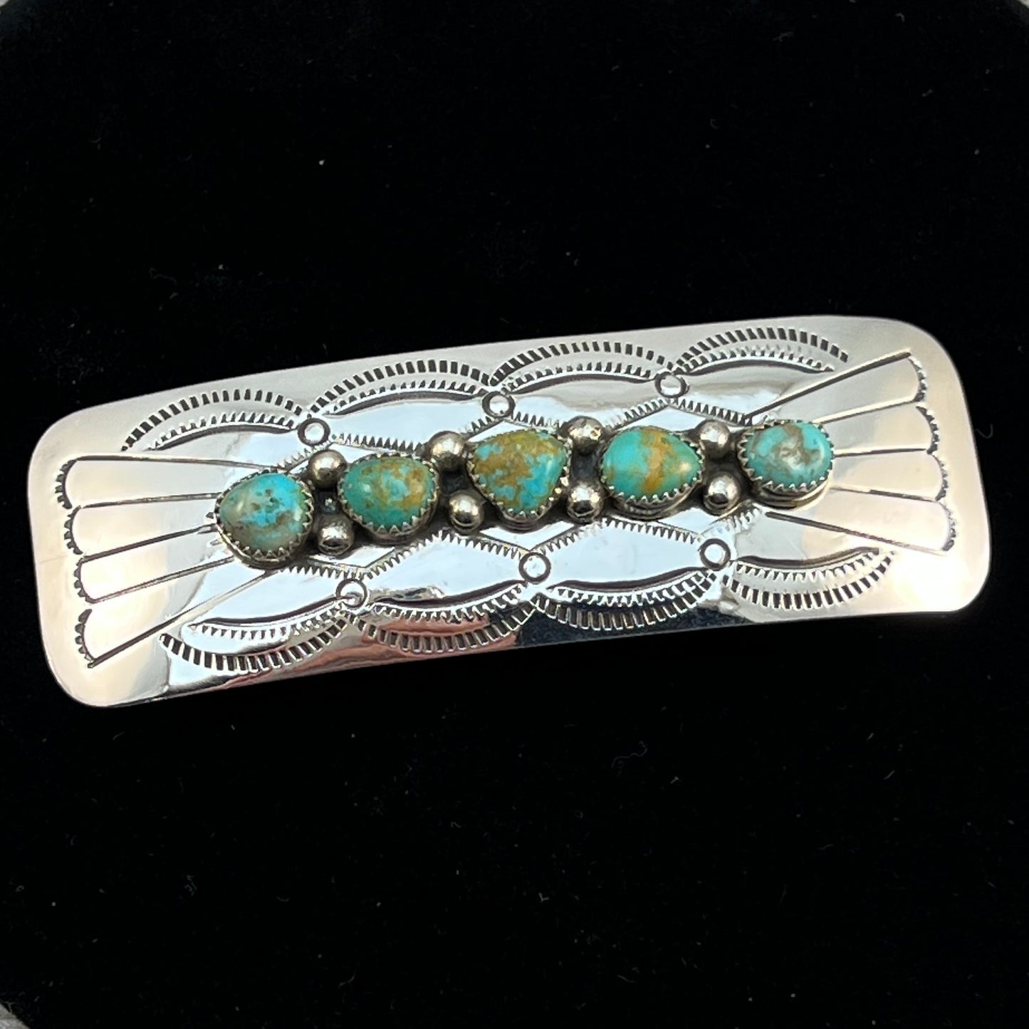Sterling silver Turquoise Hair Barrette Navajo Jolene Begay 393