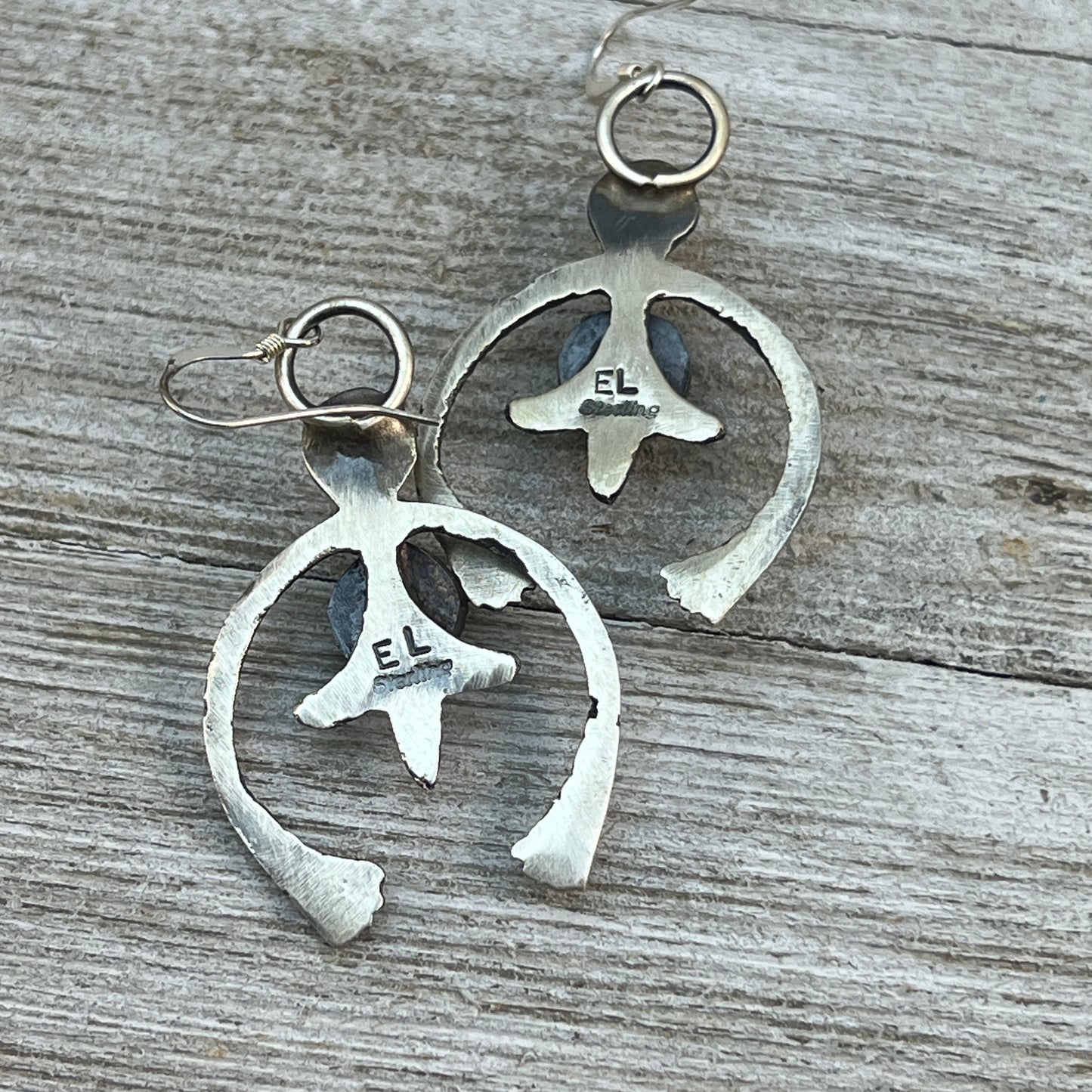 Tufa cast Naja earrings, sterling silver turquoise Navajo Eva & Linberg Billah