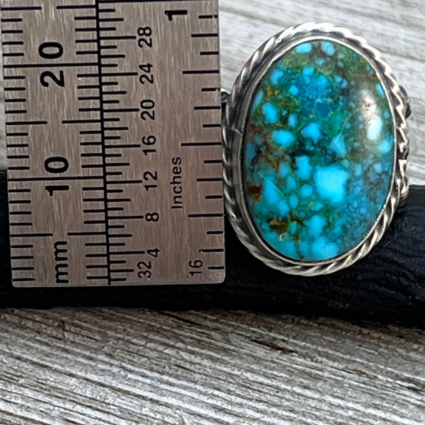 Size 8.5 Blue Kingman Turquoise Sterling Silver Ring Samuel Yellowhair Navajo