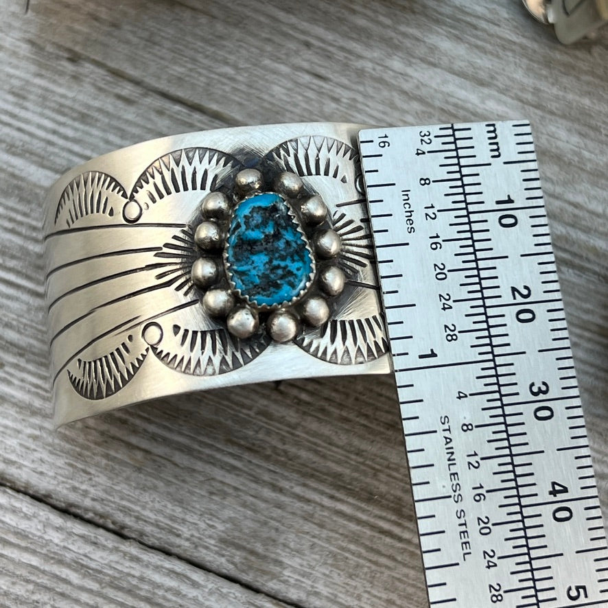 Sterling silver Blue Kingman turquoise Hair Barrette Navajo handmade Jolene Begay 6