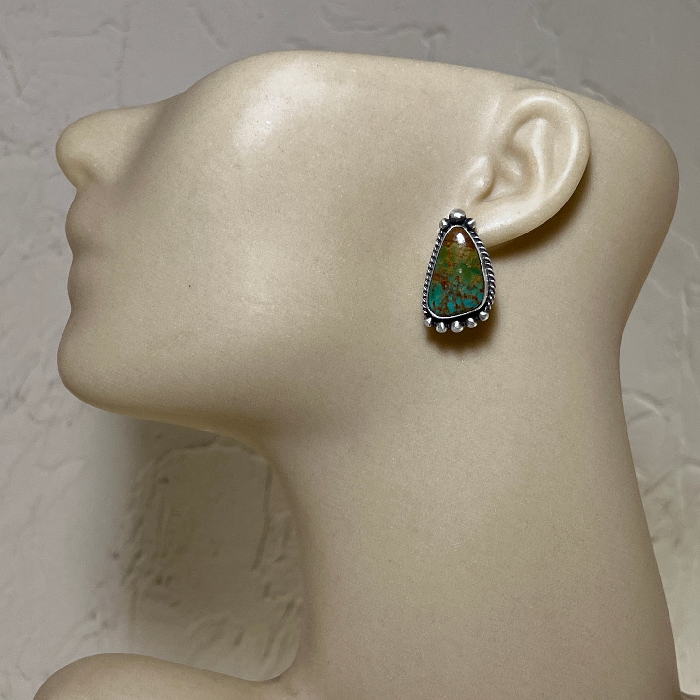 Green Royston Turquoise stud earrings sterling silver Elouise Kee