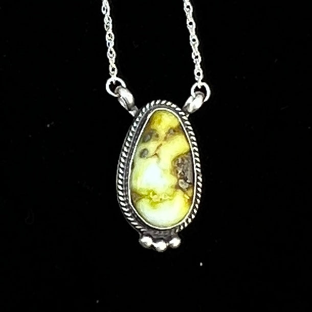 18 1/2" Palomino Variscite Sterling silver Necklace Navajo handmade Sharon McCarthy