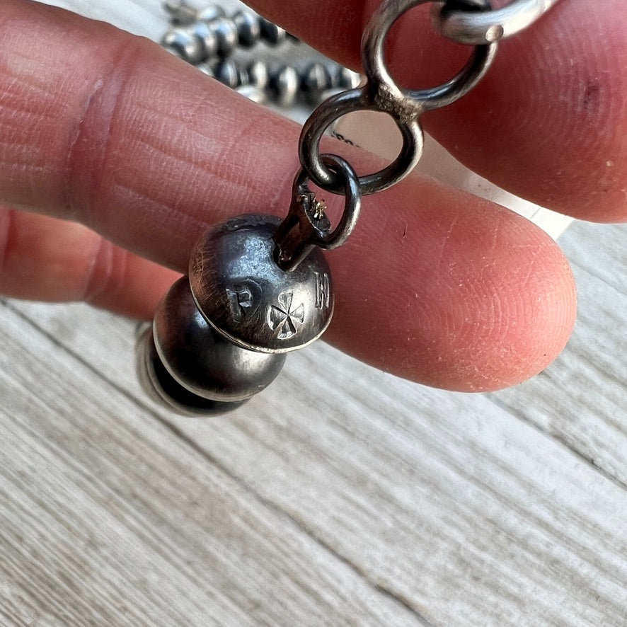 22" Squash Blossom Necklace handmade Navajo pearls Beads, Presley Haley sterling silver