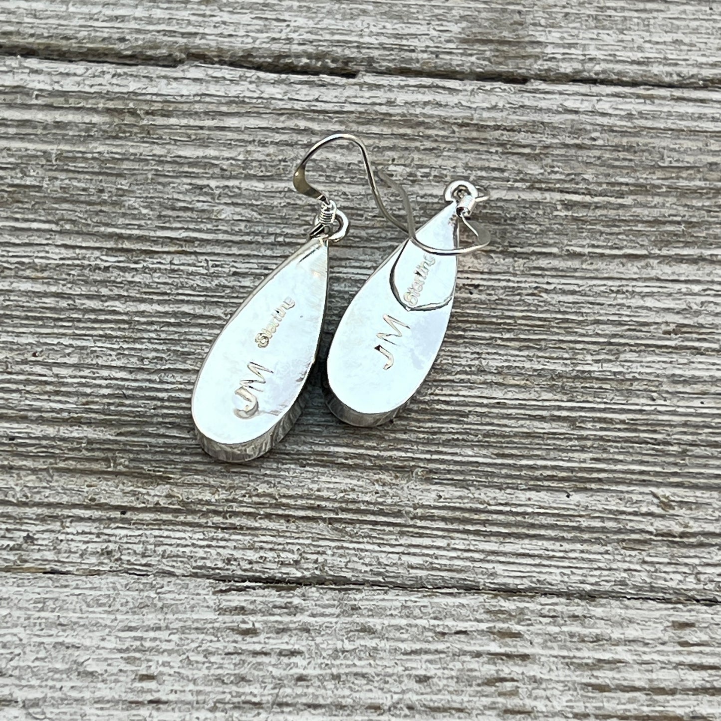 Inlay teardrop dangle earrings Turquoise Navajo handmade James Manygoats