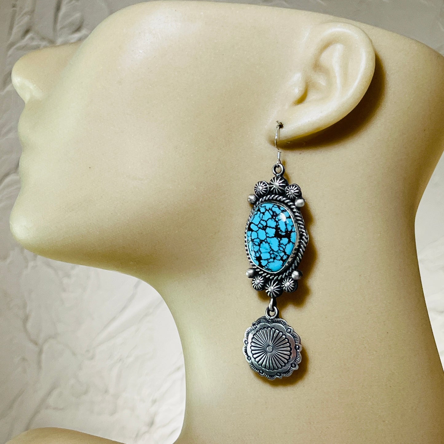 High Quality Egyptian Spiderweb turquoise earrings Michael Calladitto Sterling silver