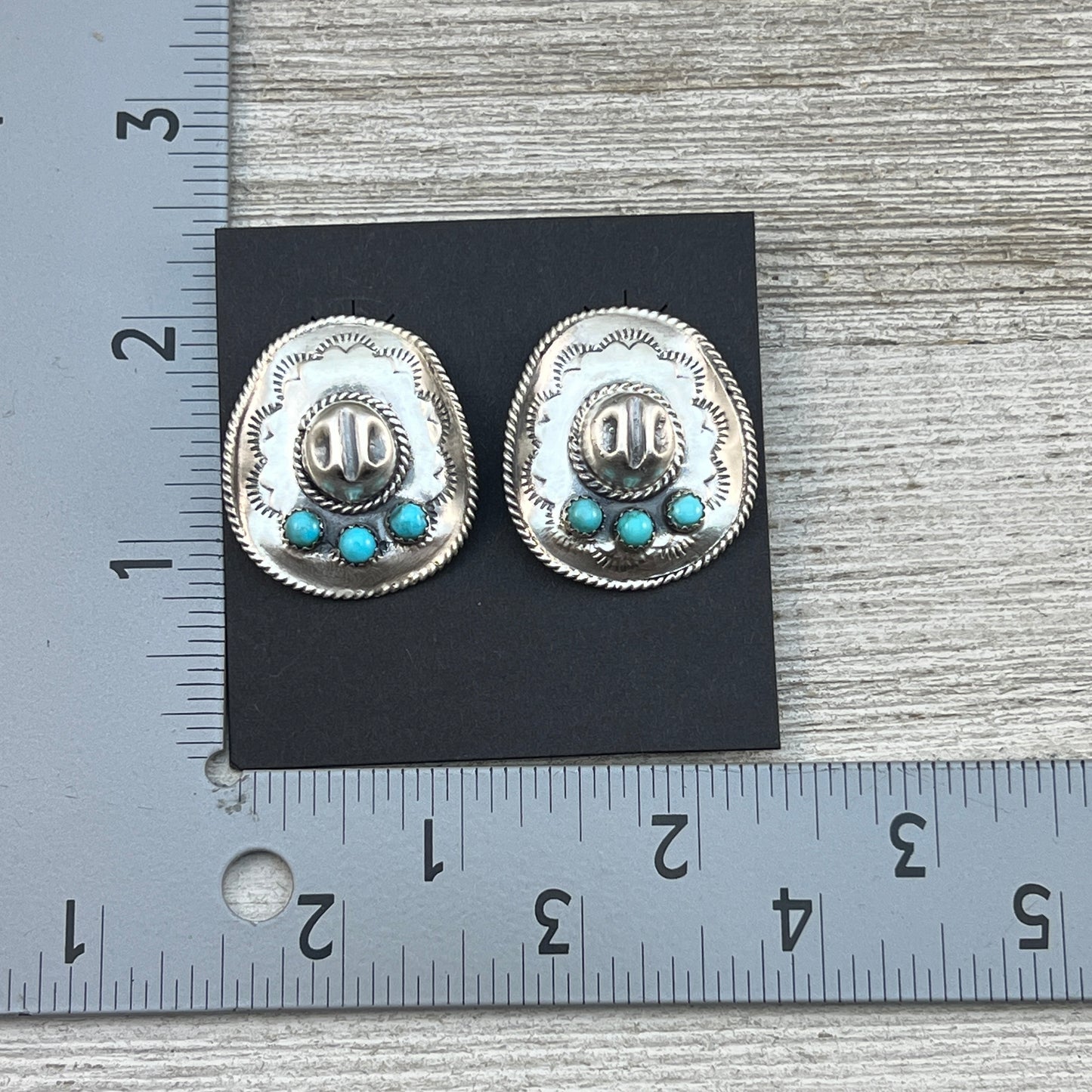 Cowboy hat earringsTurquoise sterling silver Navajo handmade Bobby Platero