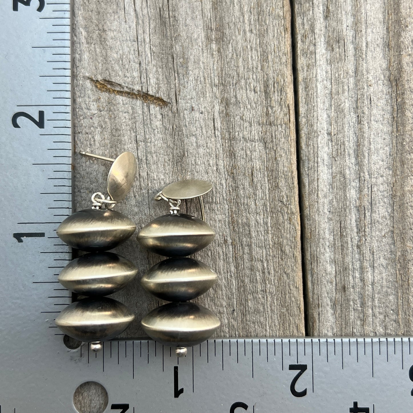 Handmade Bead earrings sterling silver Rena Begay Navajo Pearl handmade 704