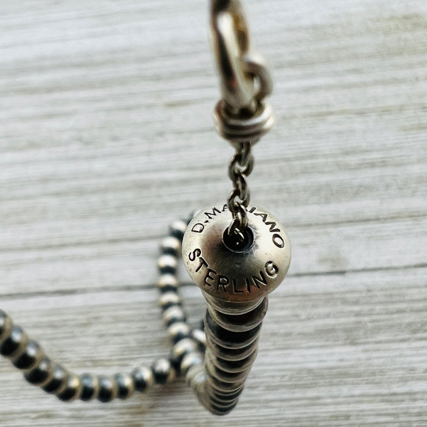 20" Sterling silver Navajo handmade 6mm round bead Pearl necklace Dorinda Mariano signed