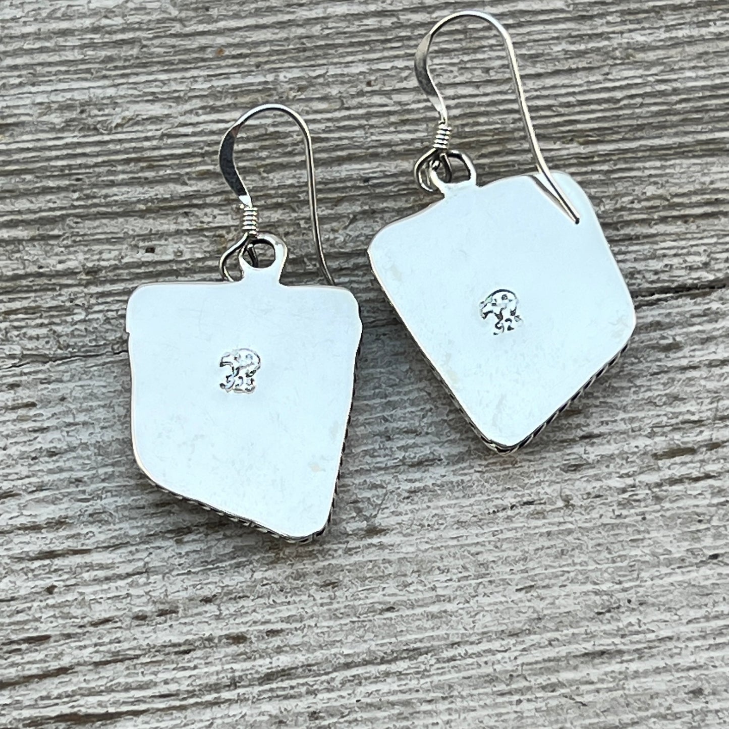 Geometric Blue Turquoise Dangle Earrings sterling silver Navajo Arlene Lewis