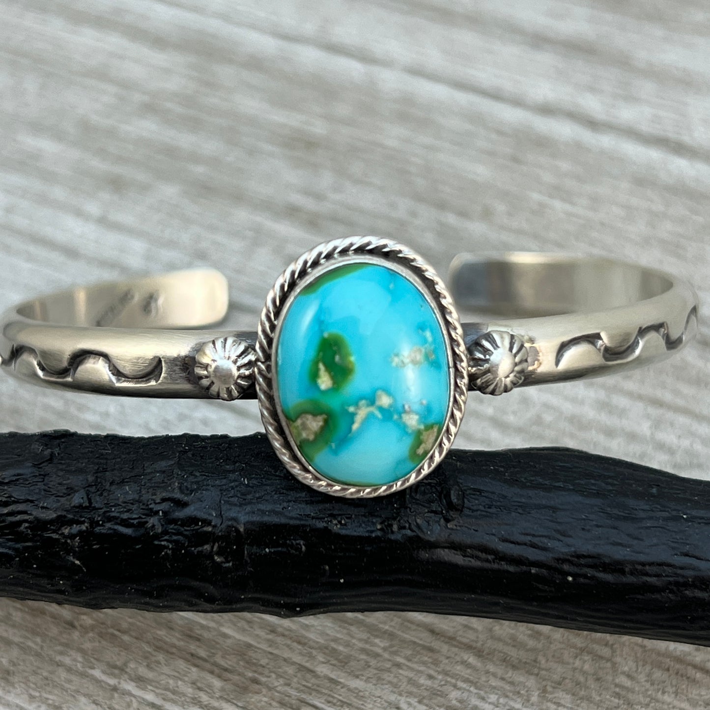 6 1/2" Sonoran Gold Turquoise Cuff Bracelet Navajo Samuel Yellowhair 472