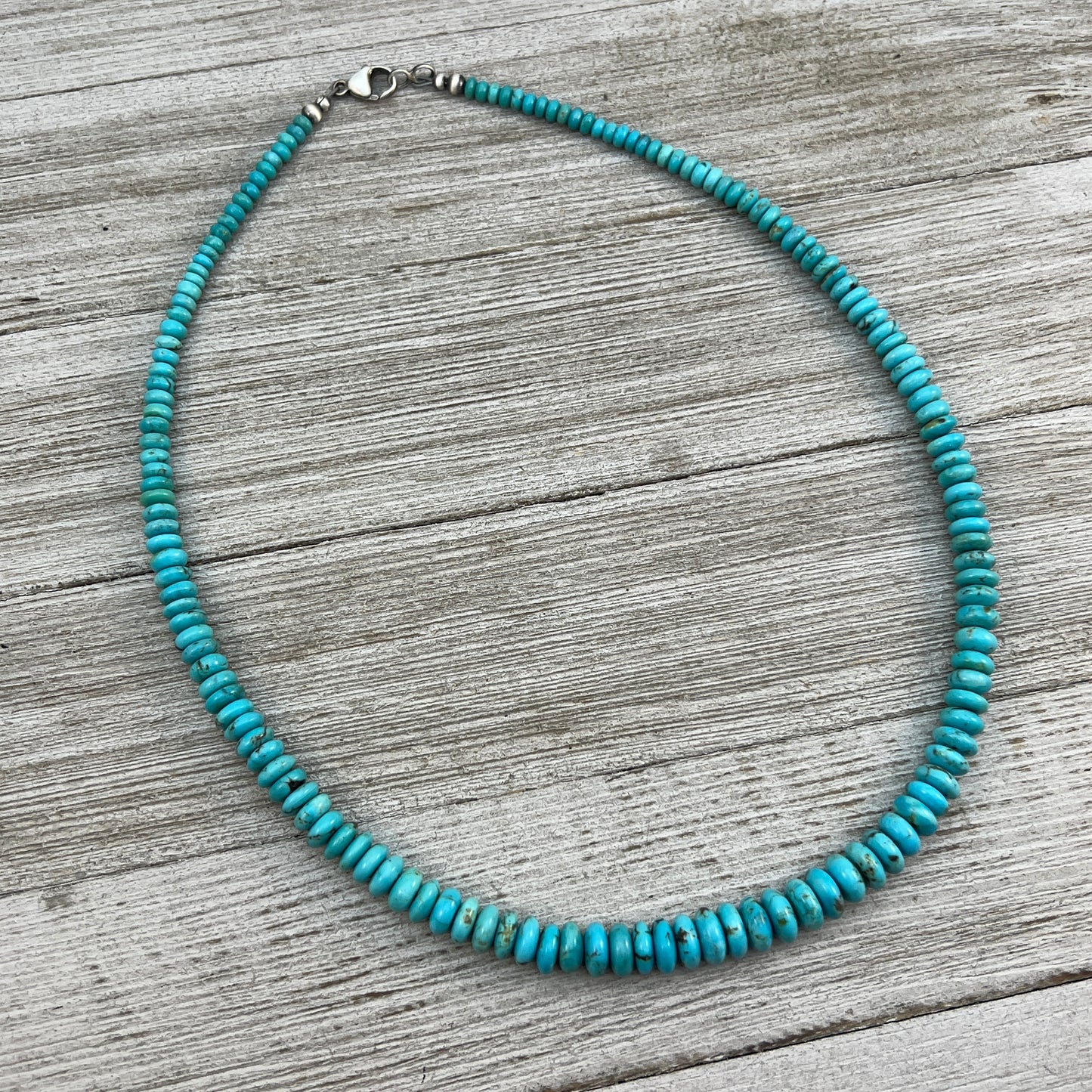 19 1/2" Blue Kingman Turquoise graduated rondelle bead necklace