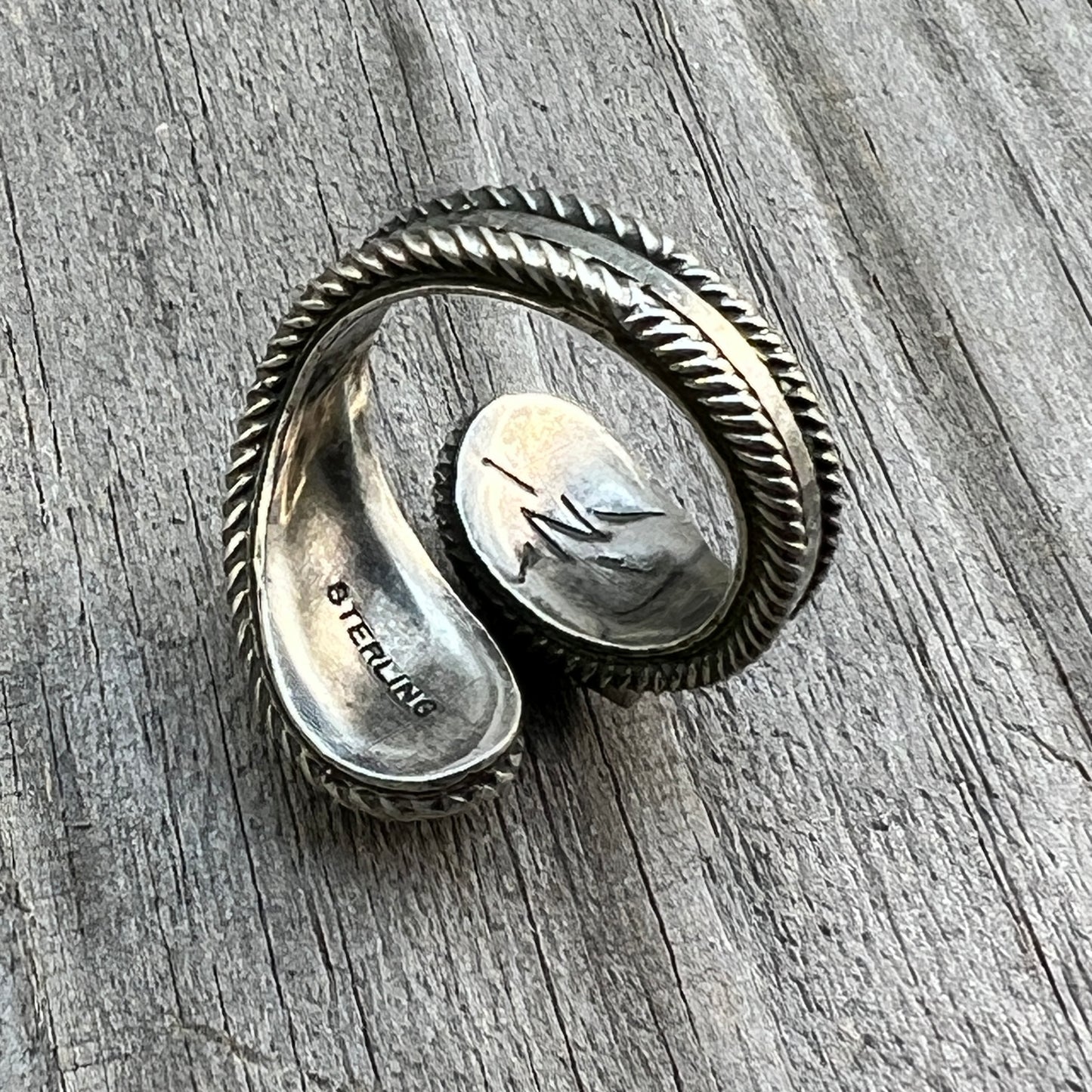 Size 8 Light Blue Turquoise Wrap Sterling Silver Ring handmade Kenny Lonjose 653