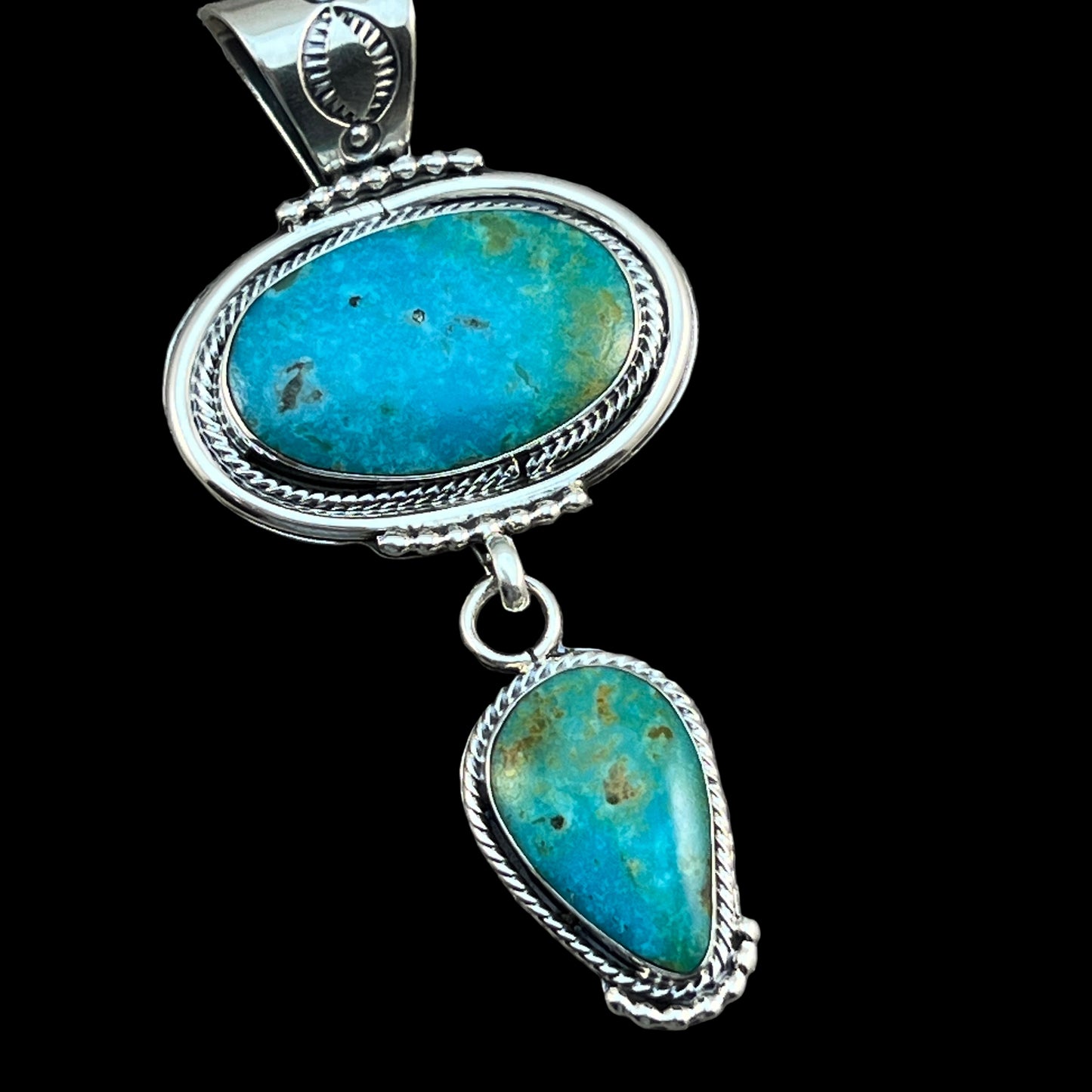 Turquoise Pendant Sterling silver Navajo Handmade Mike Smith 527