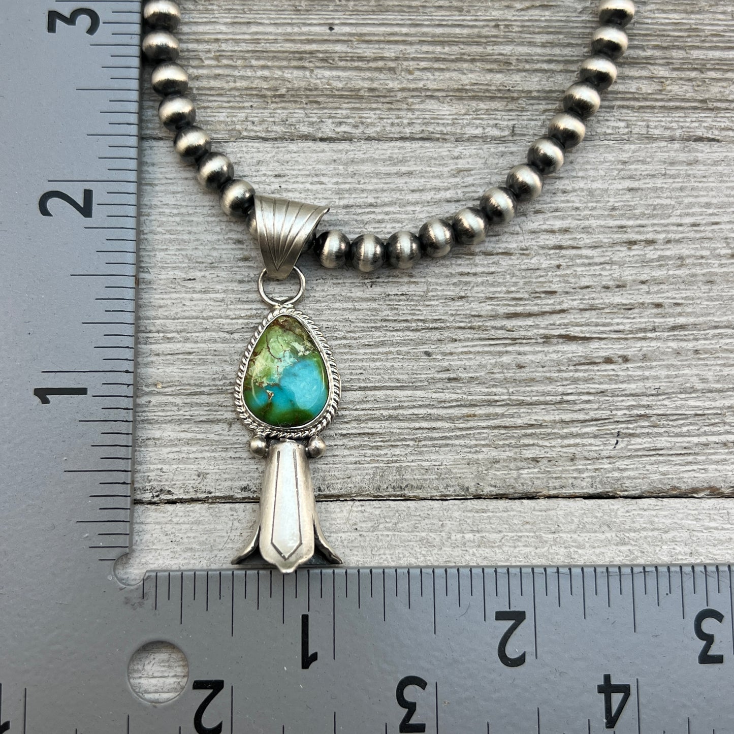16" sterling silver Sonoran Gold squash blossom necklace 5mm beads Samuel Yellowhair