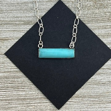 20" Small blue turquoise bar necklace Navajo handmade Arlene Lewis 3